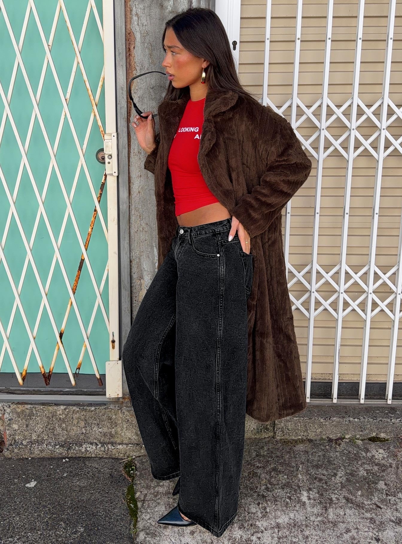 Moss Faux Fur Coat Chocolate