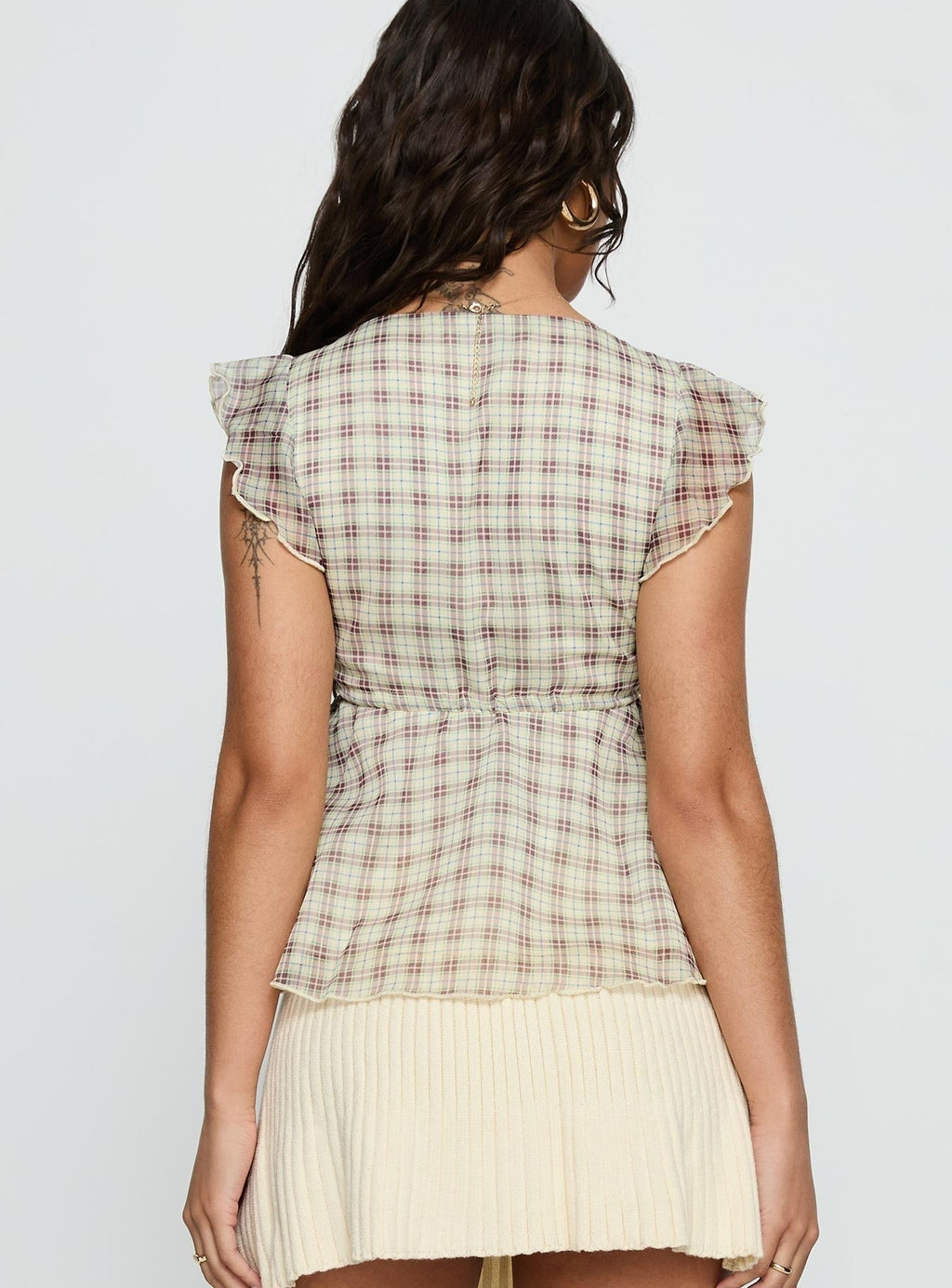Auroraah Frill Top Yellow Check