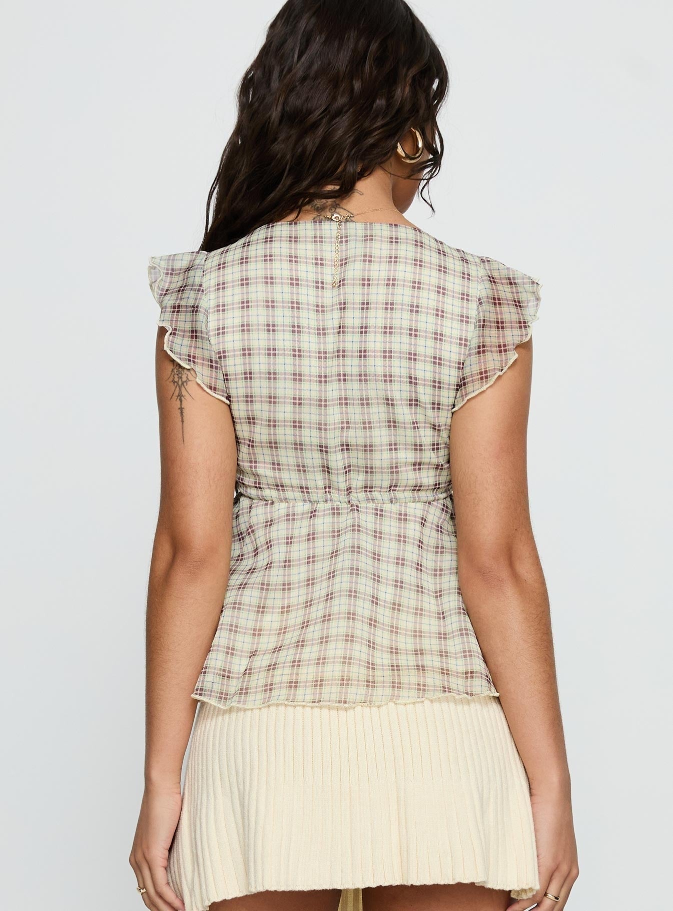 Auroraah Frill Top Yellow Check