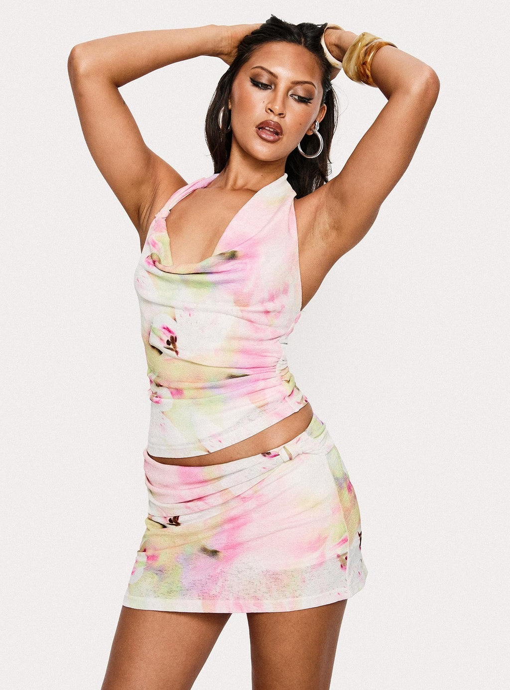 Sugar Rush Ruched Skort Pink / Yellow Multi