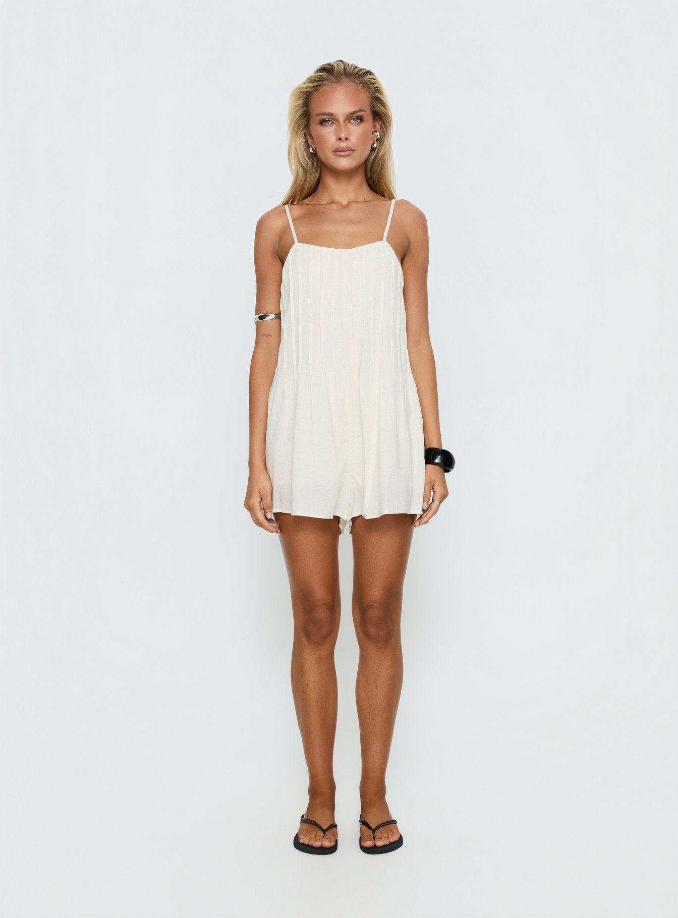 Avielle Relaxed Sleeveless Playsuit Beige