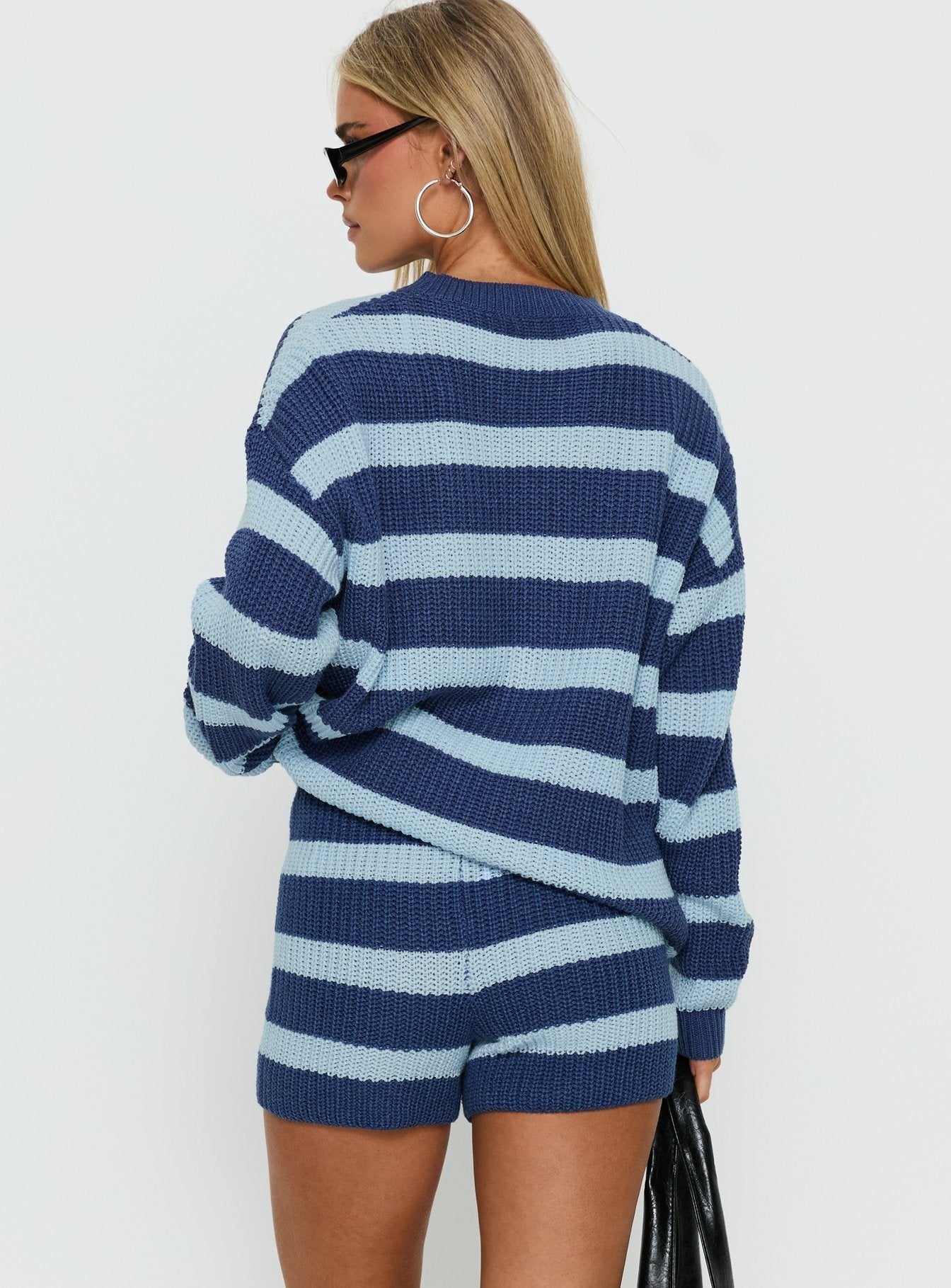 Kealin Knit Shorts Blue Stripe