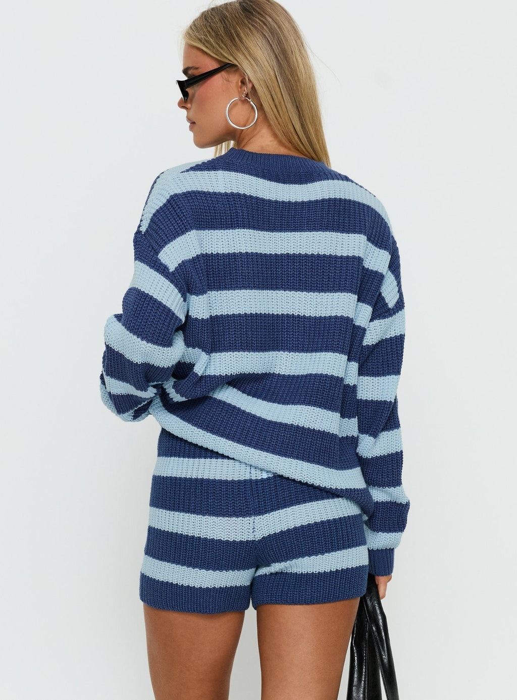 Kealin Knit Shorts Blue Stripe