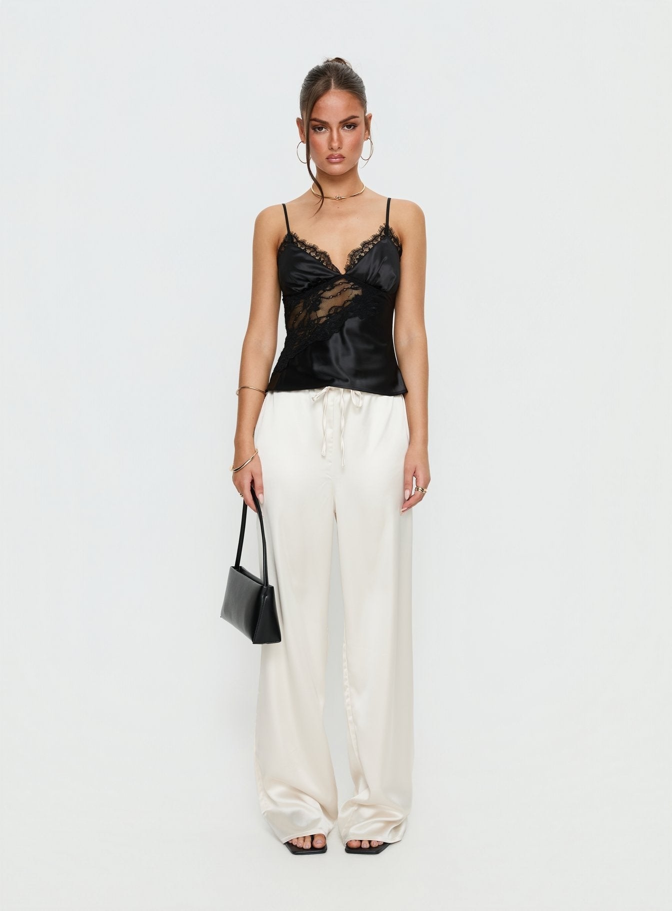 Annamari Lace Satin Cami Top Black