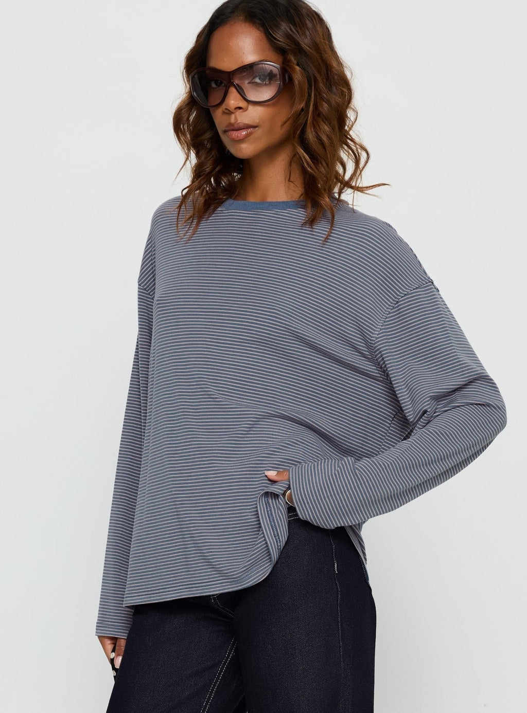 Marlah Long Sleeve Top Blue Stripe