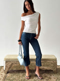 Cindee High Rise Cropped Jeans Mid Blue Wash