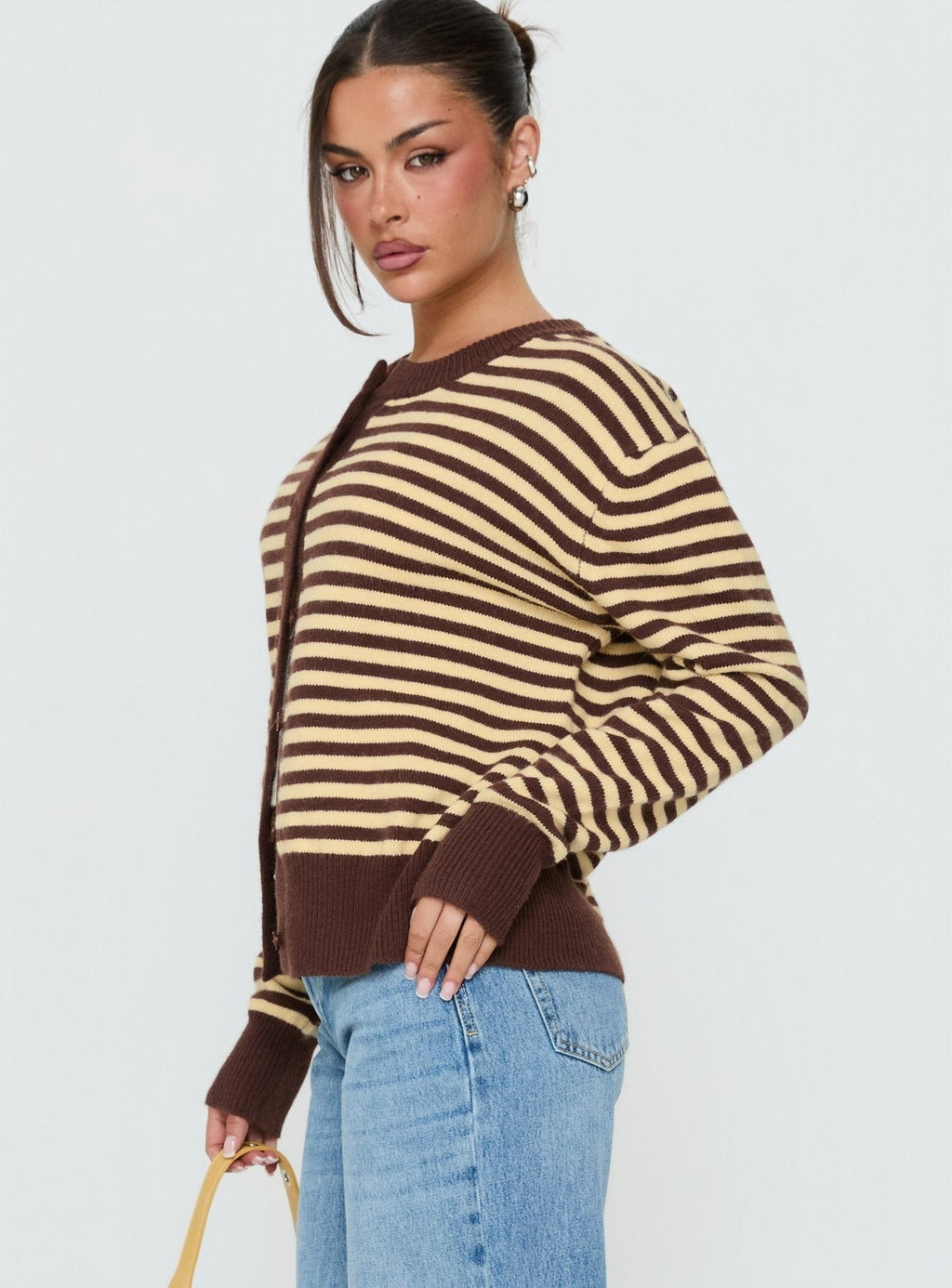 Melancholia Cardigan Brown / Lemon Stripe
