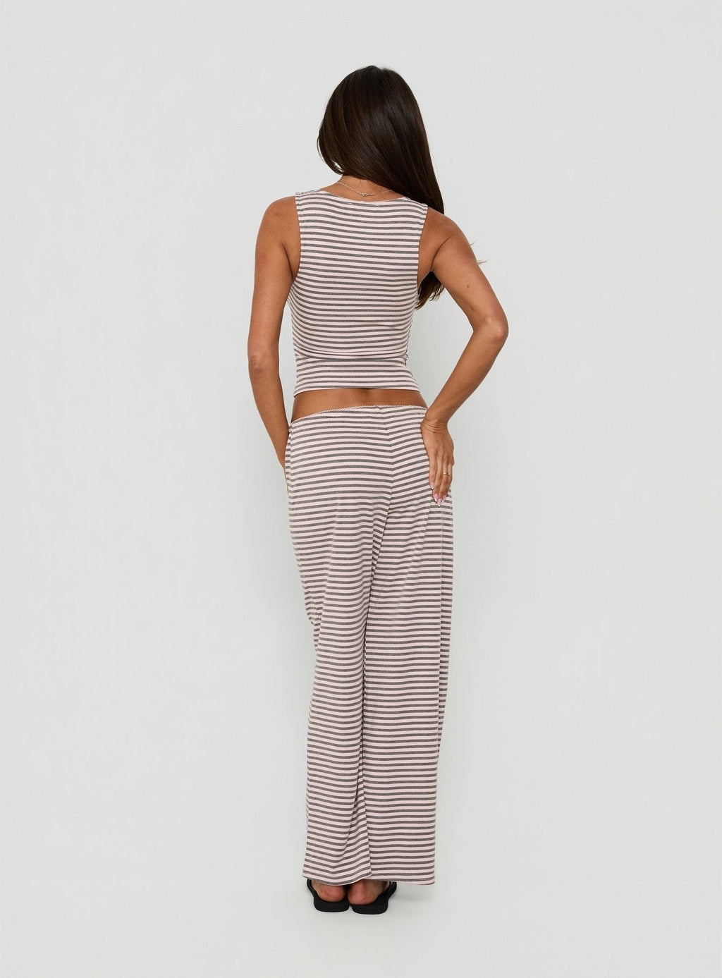 Allice Tie Waist Sleep Pants Pink / Grey Stripe