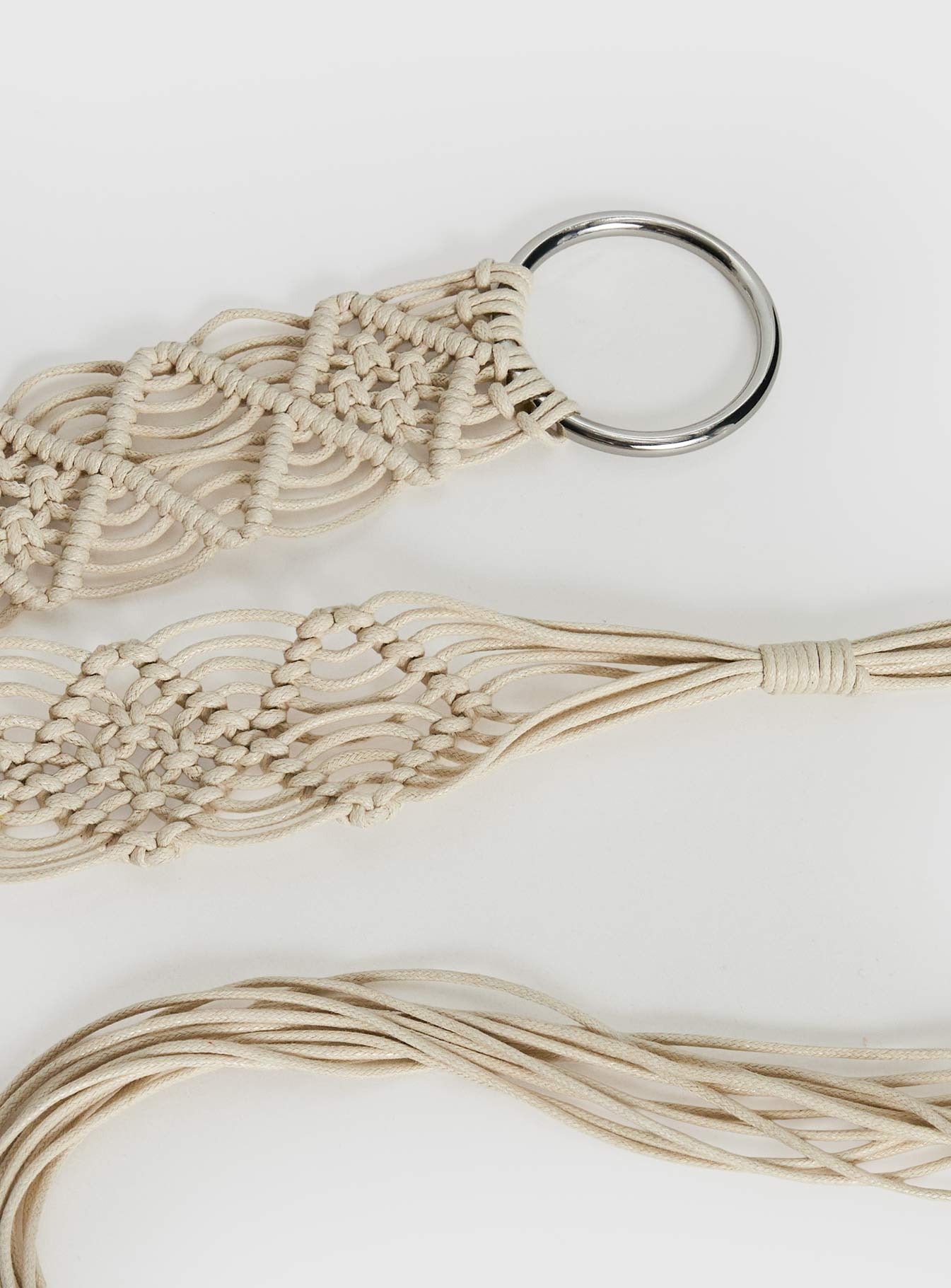 Dayten Ring Detail Crochet Belt Beige