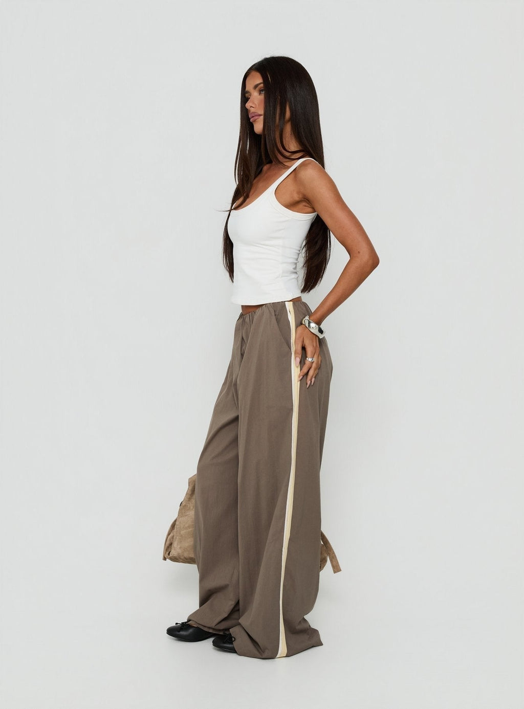 Lunea Concealed Waistband Pants Charcoal Stripe