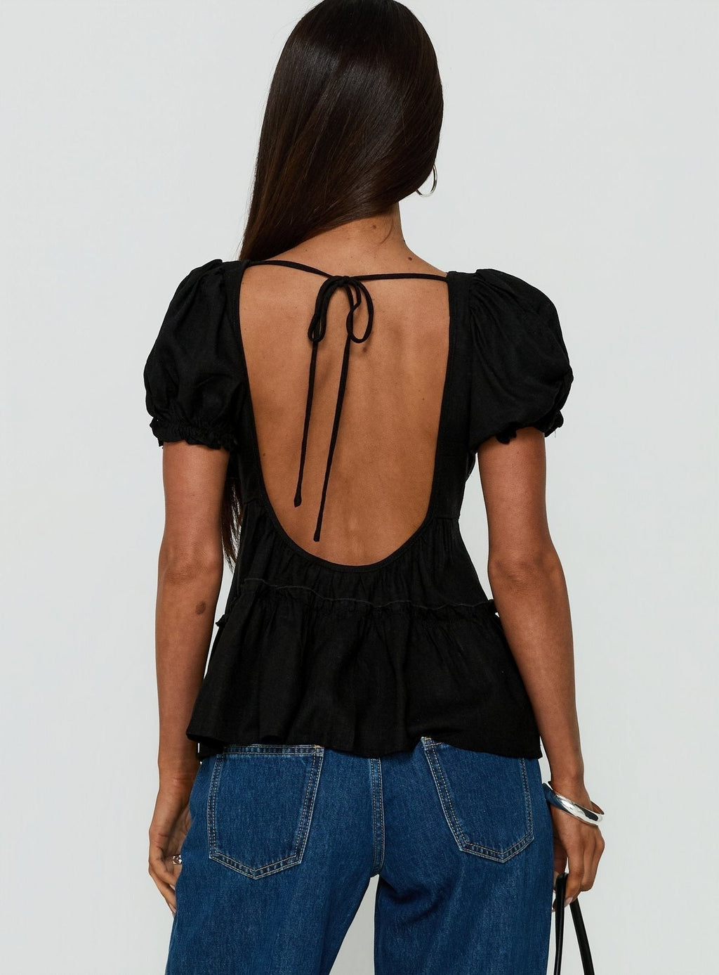 Kimberleigh Floaty Babydoll Top Black