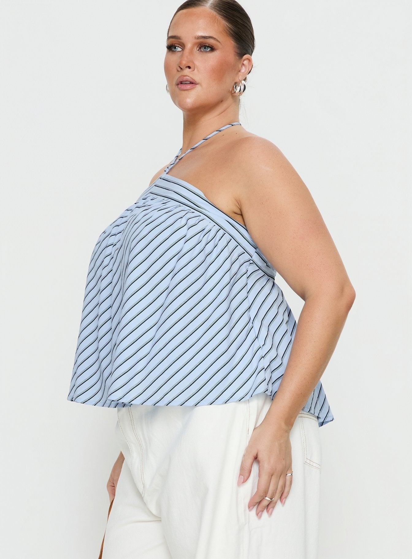 Moonlit Top Blue Stripe Curve