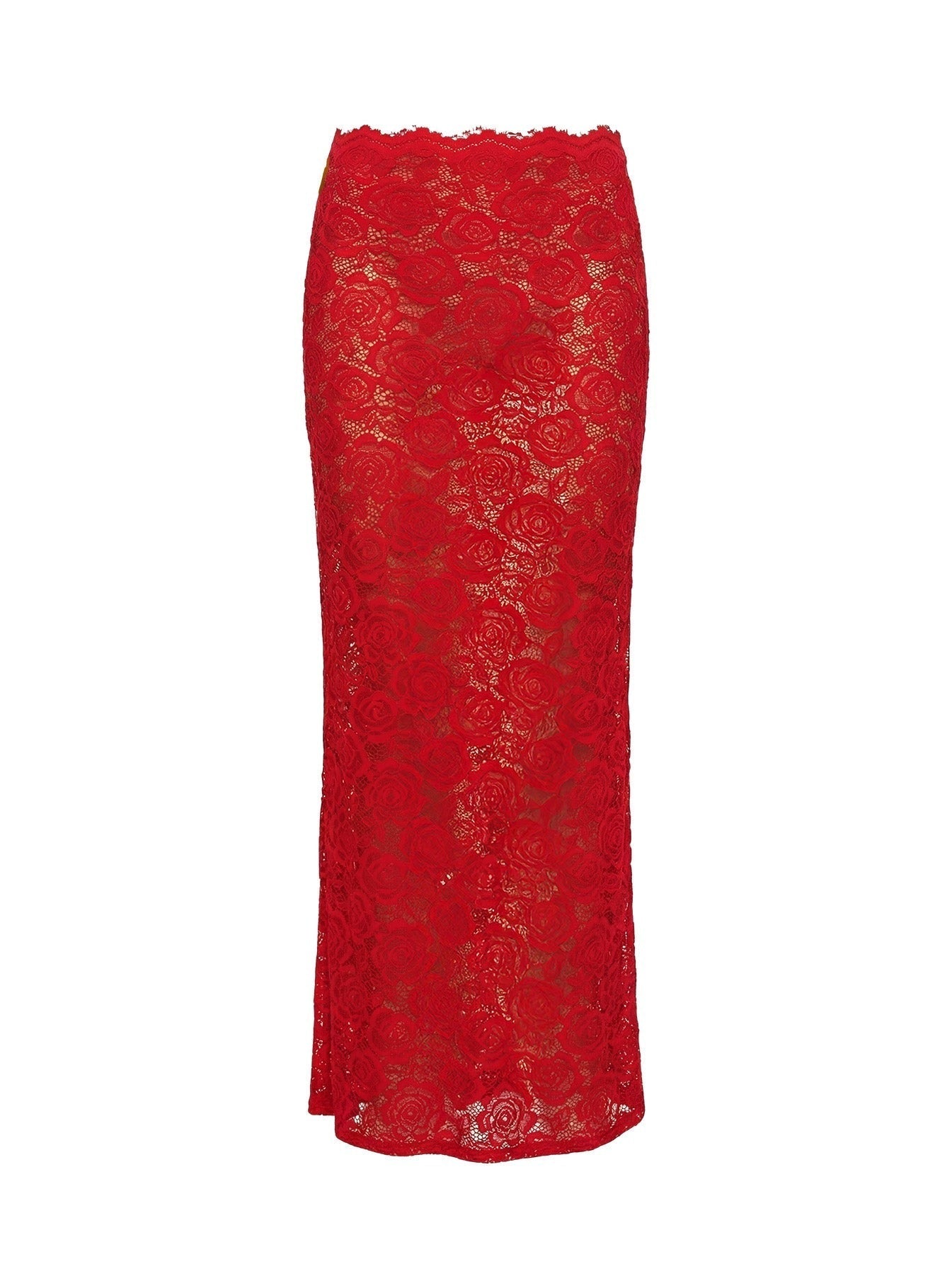 Vionna Lace Maxi Skirt Red