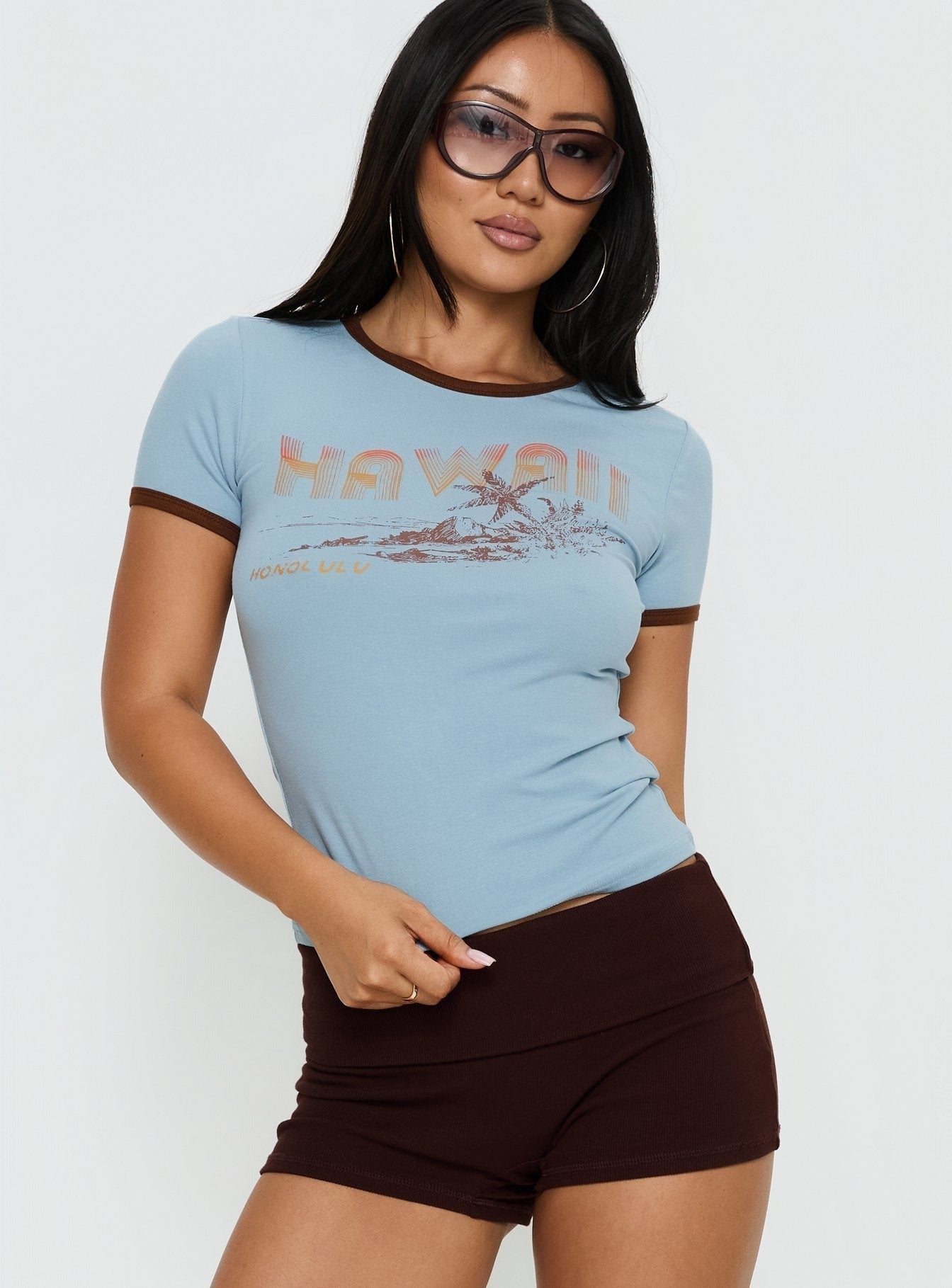 Love from Hawaii Graphic Top Blue
