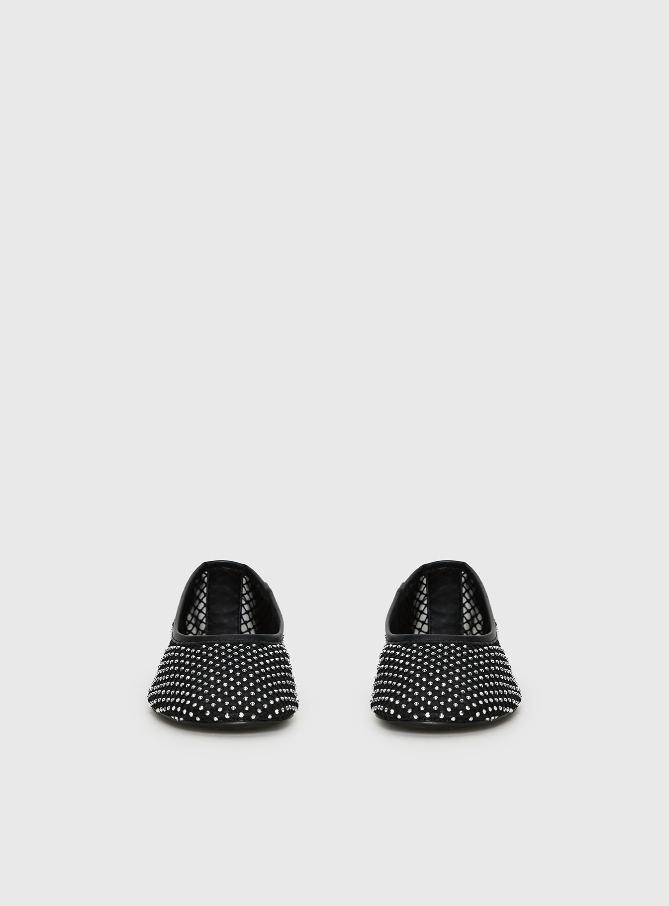 Cerelia Sheer Diamonte Ballet Flats Black