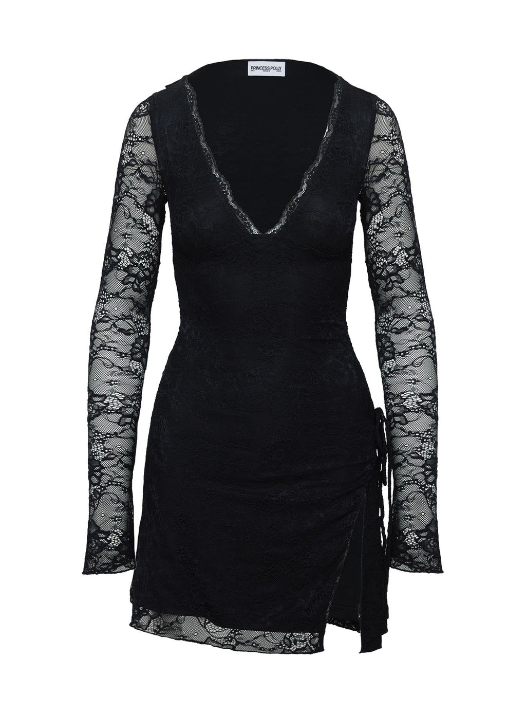 Airabella Long Sleeve Lace Mini Dress Black