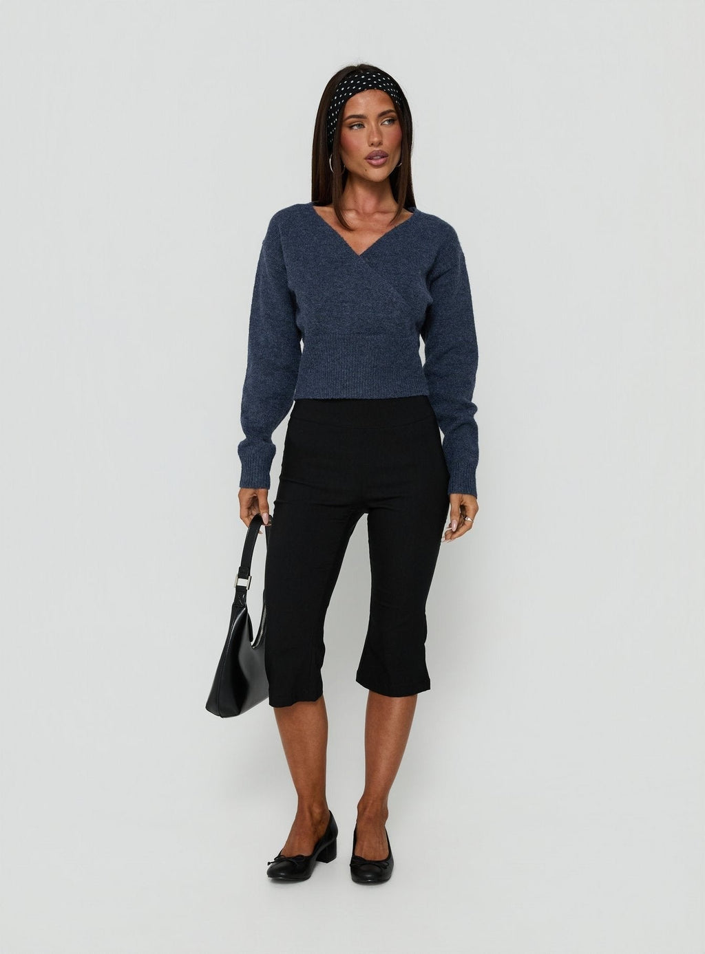 Myala Wrap Knit Sweater Navy