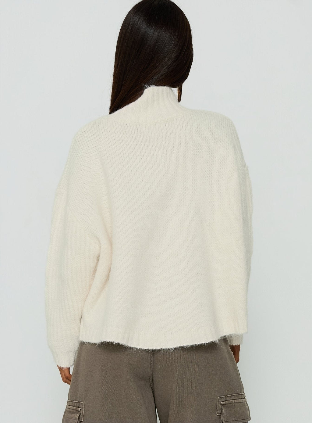 Klarina Rib Knit Quarter Zip Jumper Cream