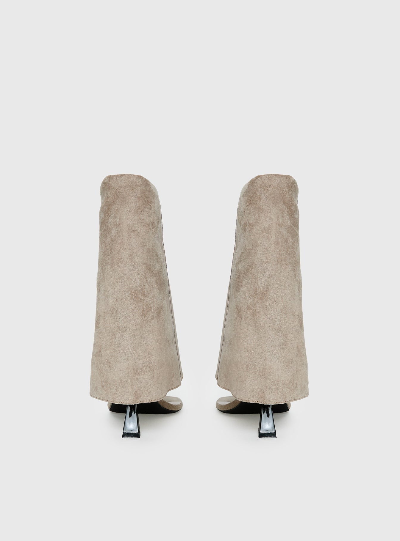 Catch The Light Faux Suede Open Toe Boots Tan