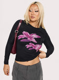 Raldor Long Sleeve Top Black Floral