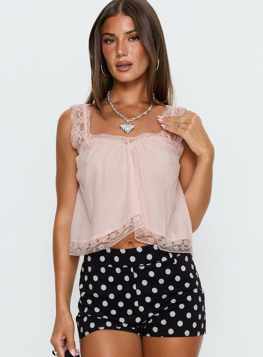 Deakin Lace Frill Top Pink