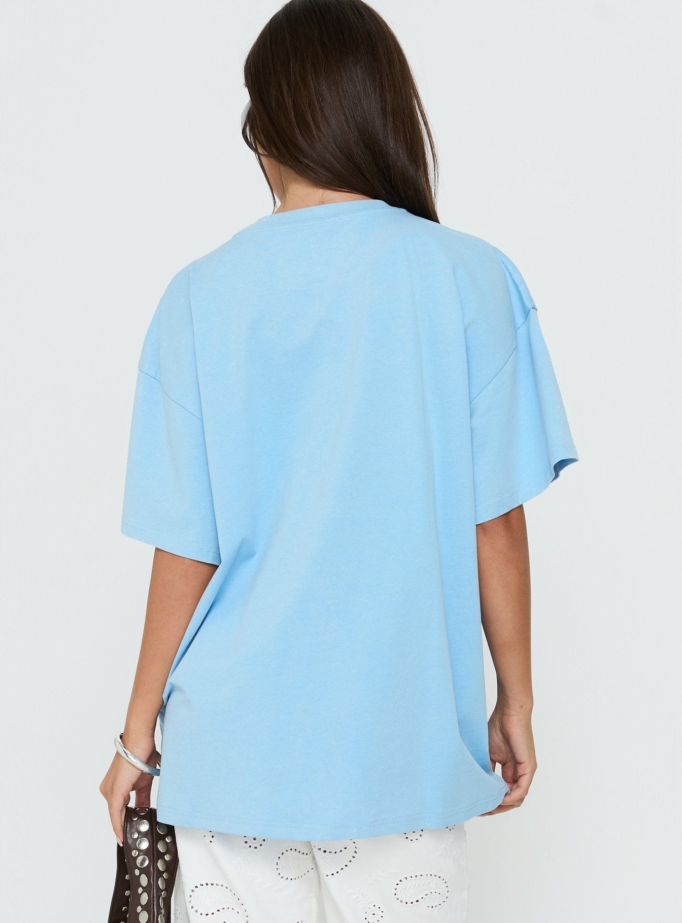Floral Daydream Oversized Graphic Tee Washed Blue
