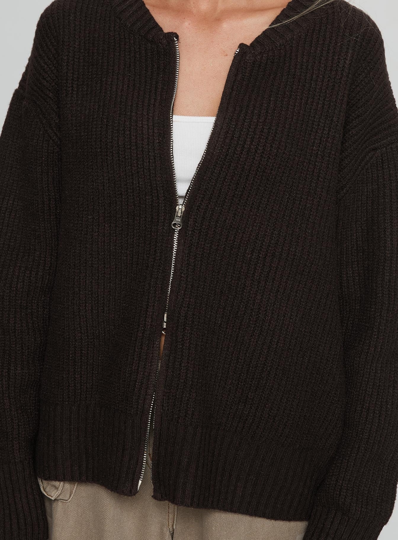 Lexene Zip Through Jumper Chocolate