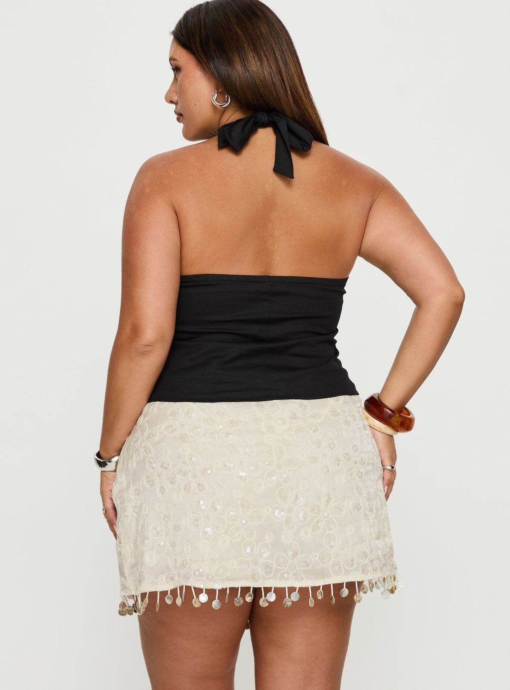We Made It Sequin Skort Cream Curve
