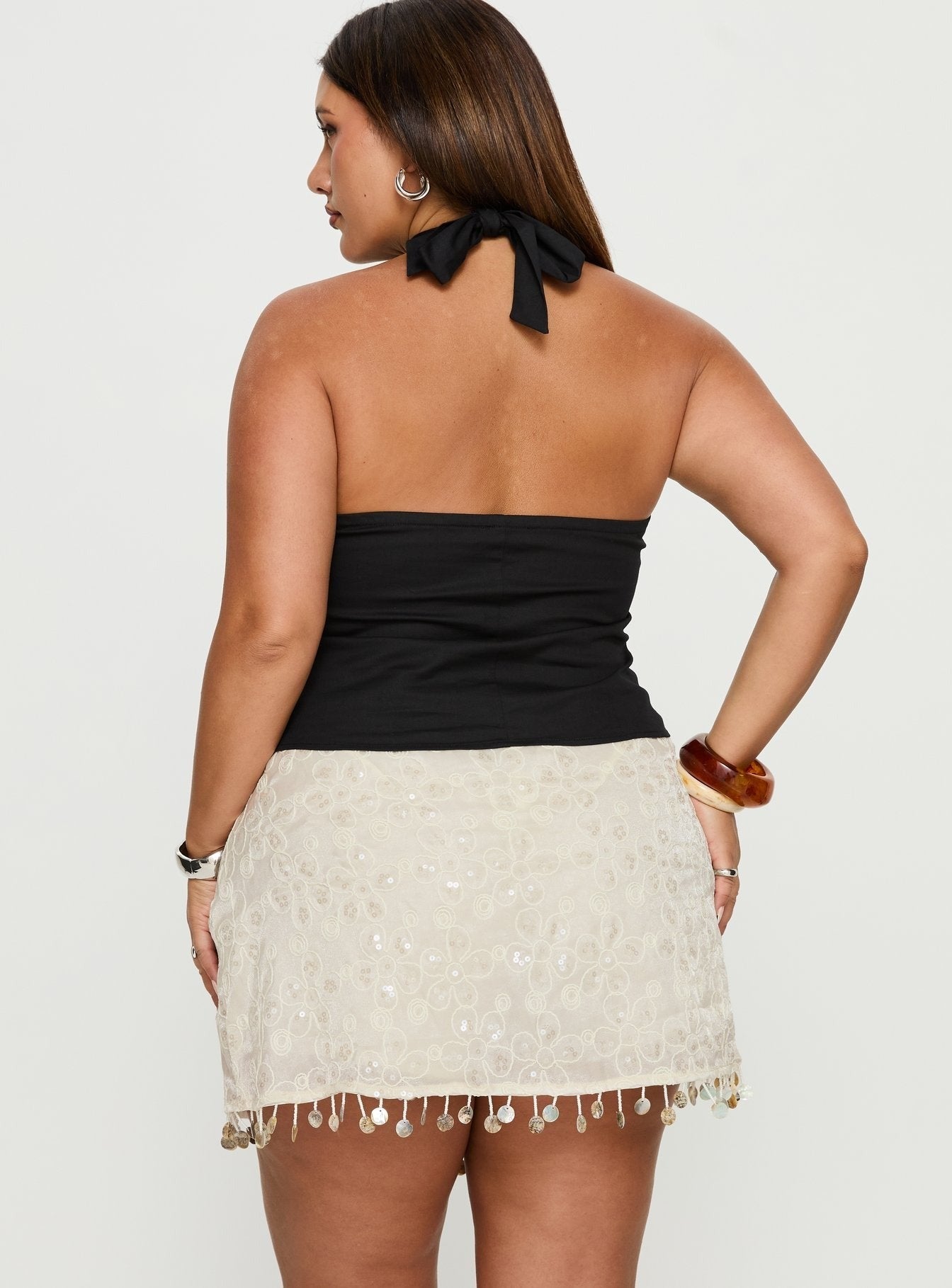 We Made It Sequin Skort Cream Curve
