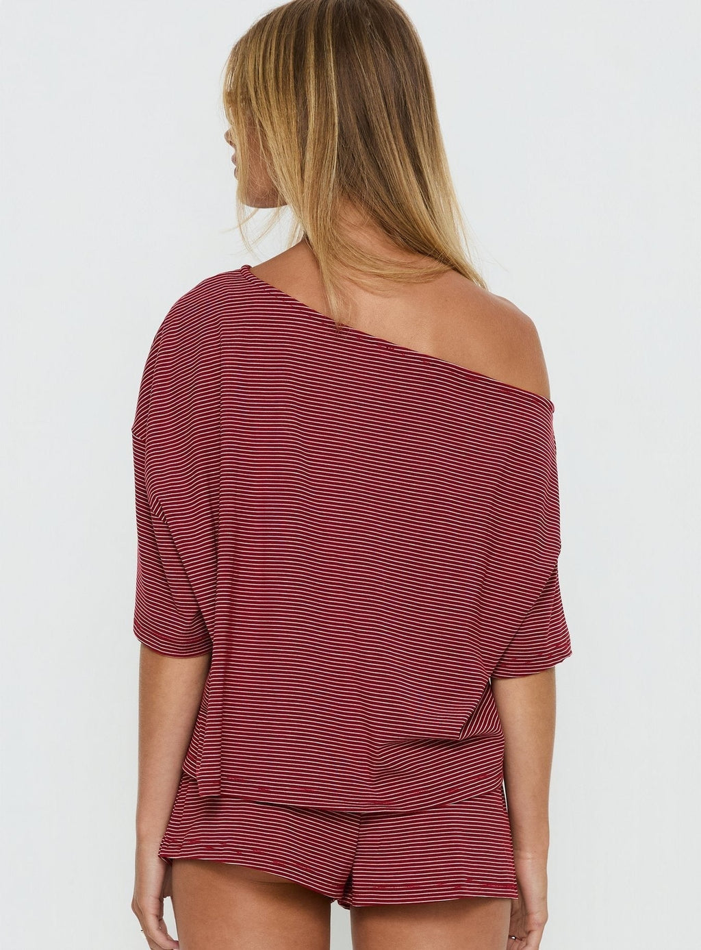 Sugar Surge Off Shoulder Sleep Top Cherry Stripe