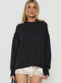 Wilda Crew Neck Knit Sweater Charcoal