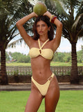 Nolanah Halter Ruched Bikini Top Yellow