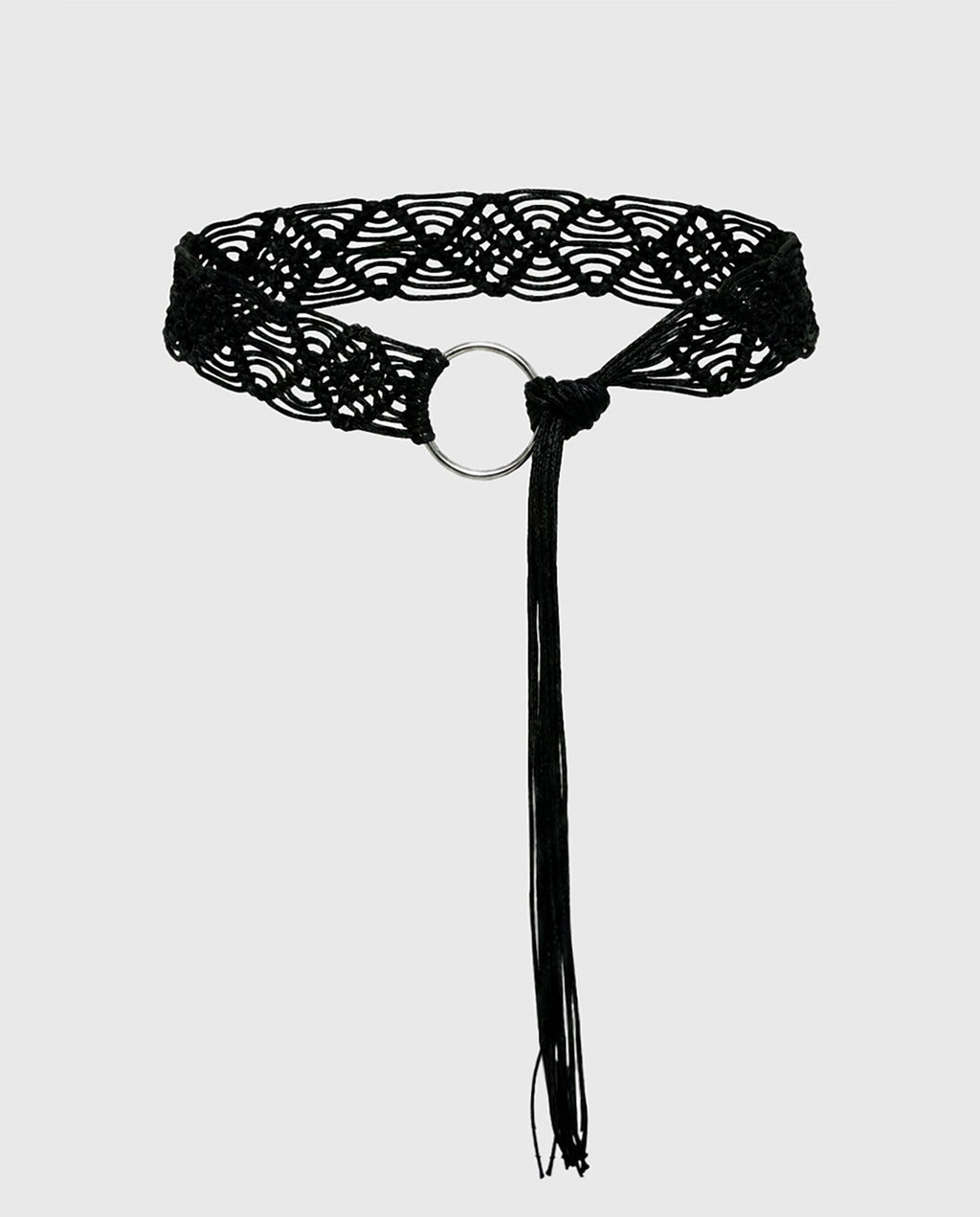 Dayten Ring Detail Crochet Belt Black