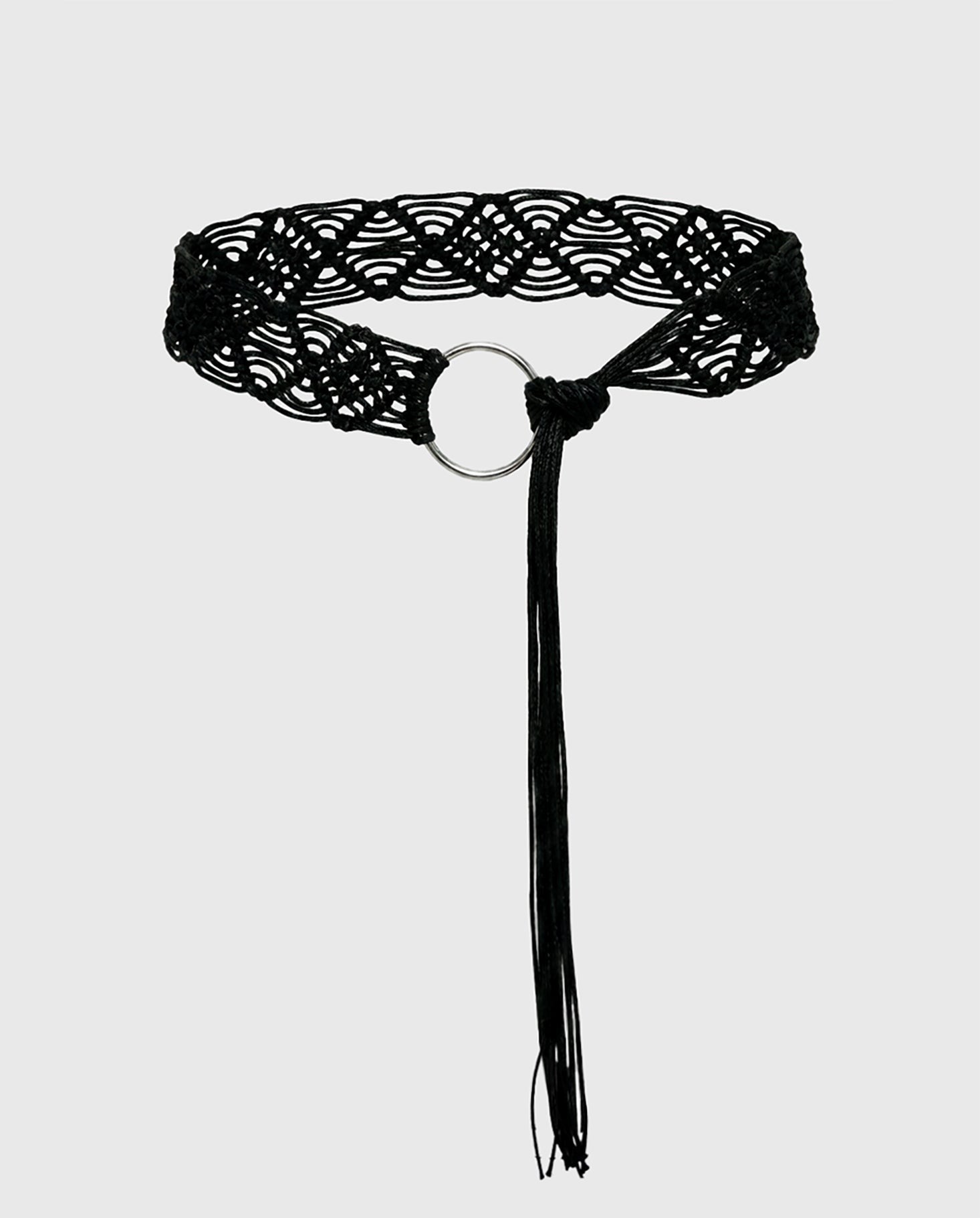 Dayten Ring Detail Crochet Belt Black