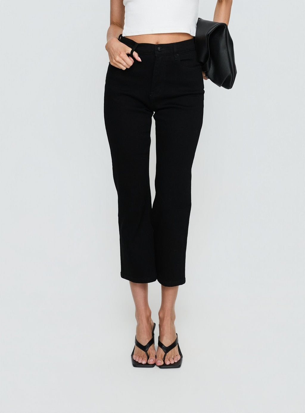 Cindee High Rise Cropped Jeans Jet Black