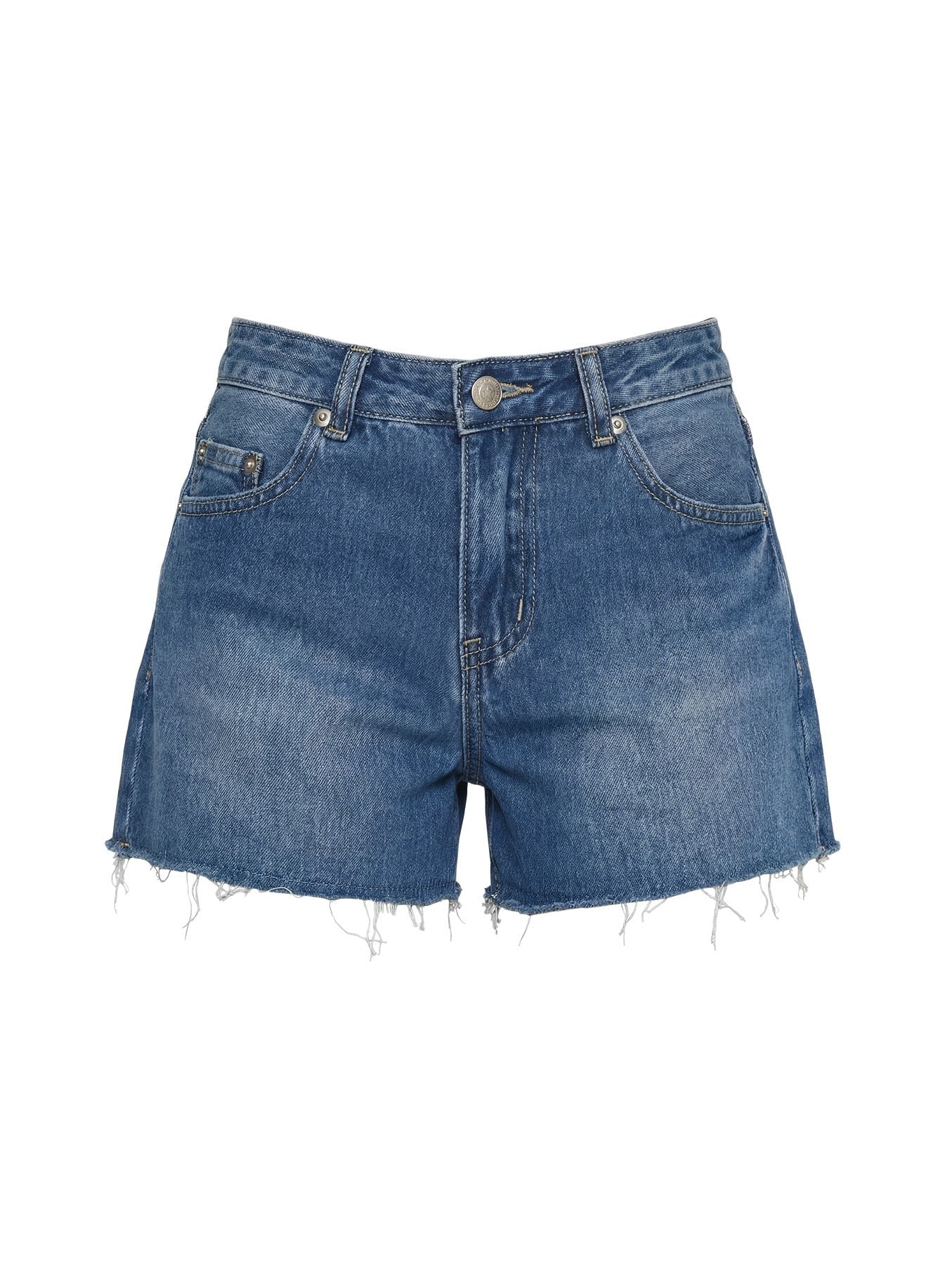 Mackenza Mid Rise Denim Shorts Mid Blue Wash