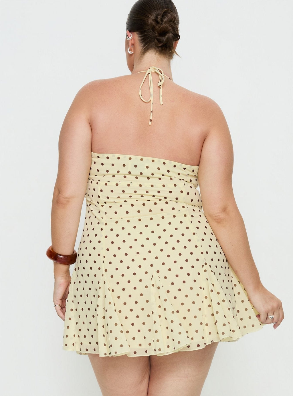 Delamere Mini Dress Yellow / Brown Polka Curve