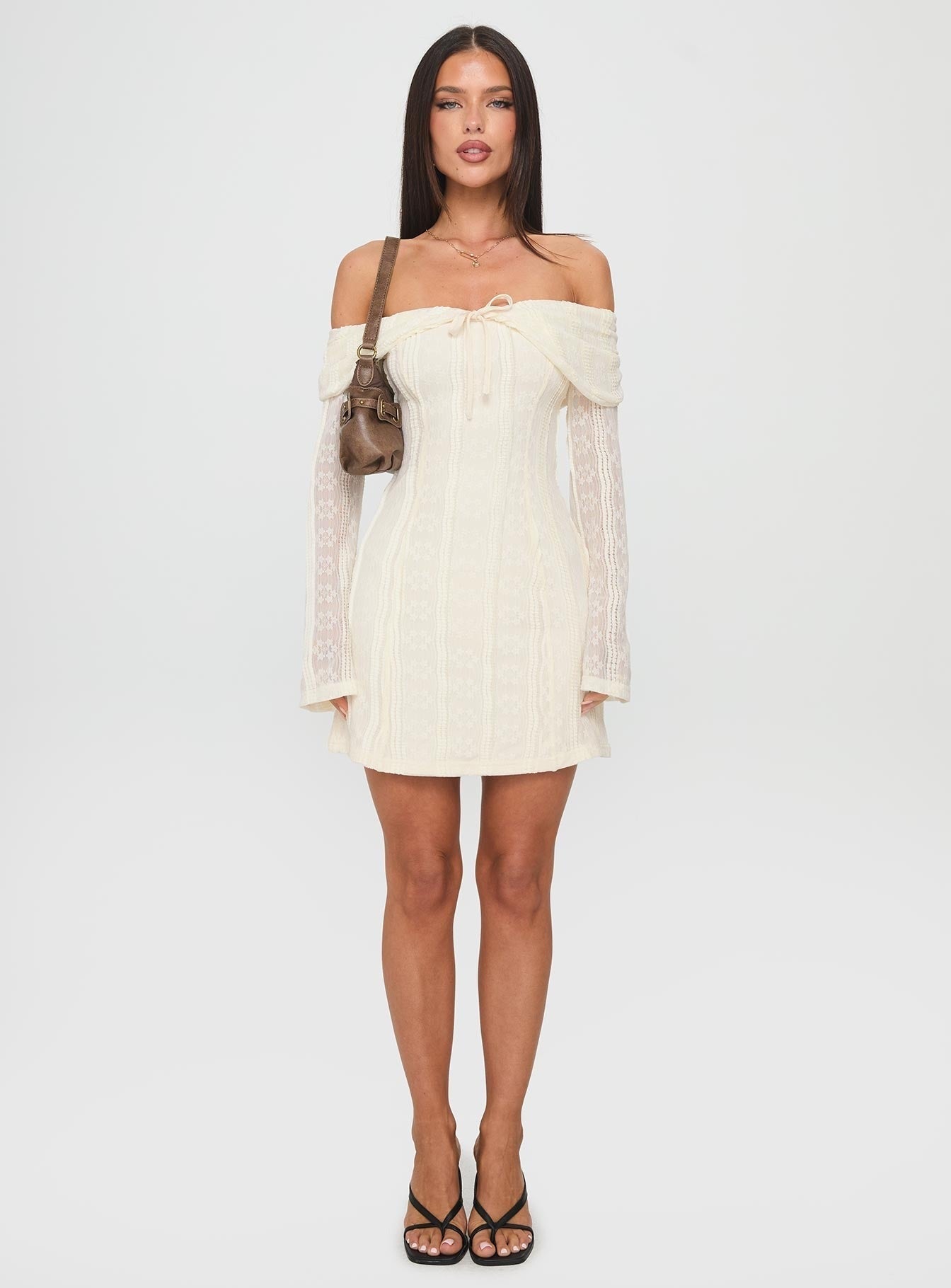 Colettie Long Sleeve Mini Dress Cream