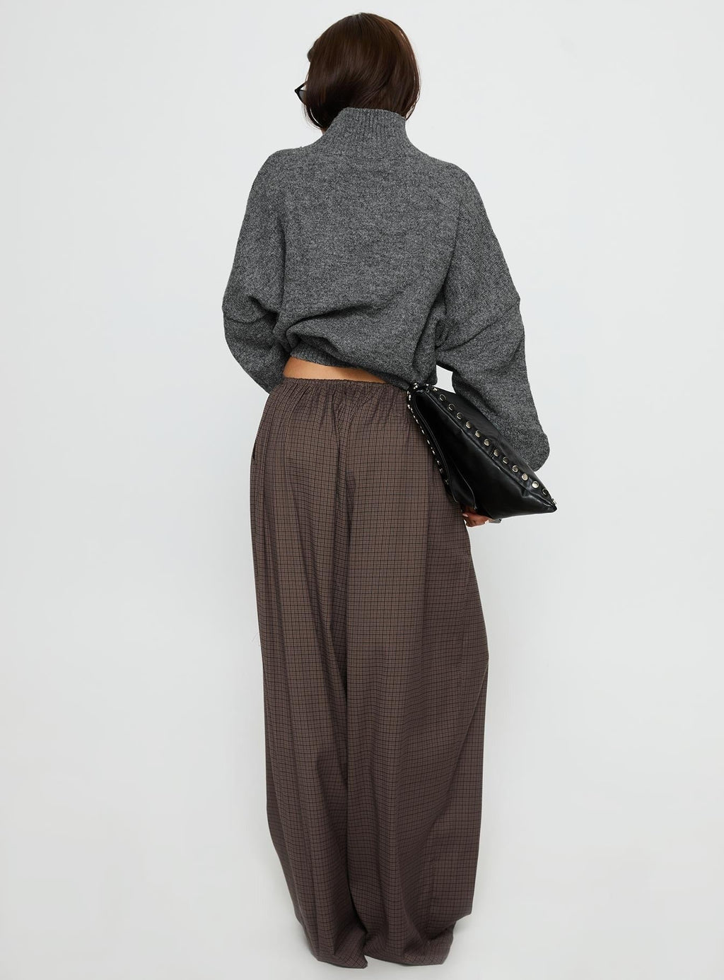 Bungala Oversized Relaxed Pants Brown Check