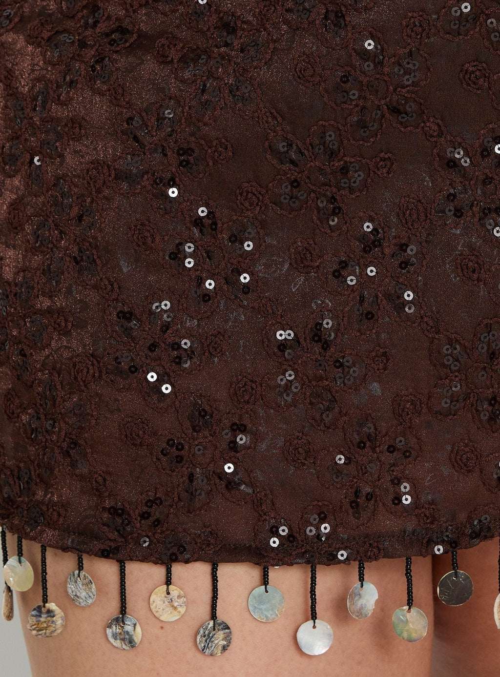 We Made It Sequin Skort Brown Curve