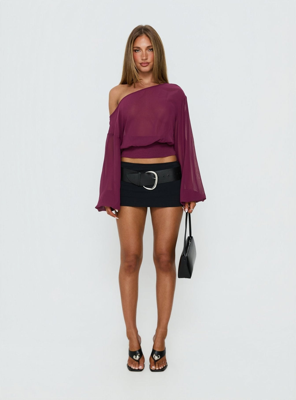 Idalina Slouchy Chiffon Blouse Plum