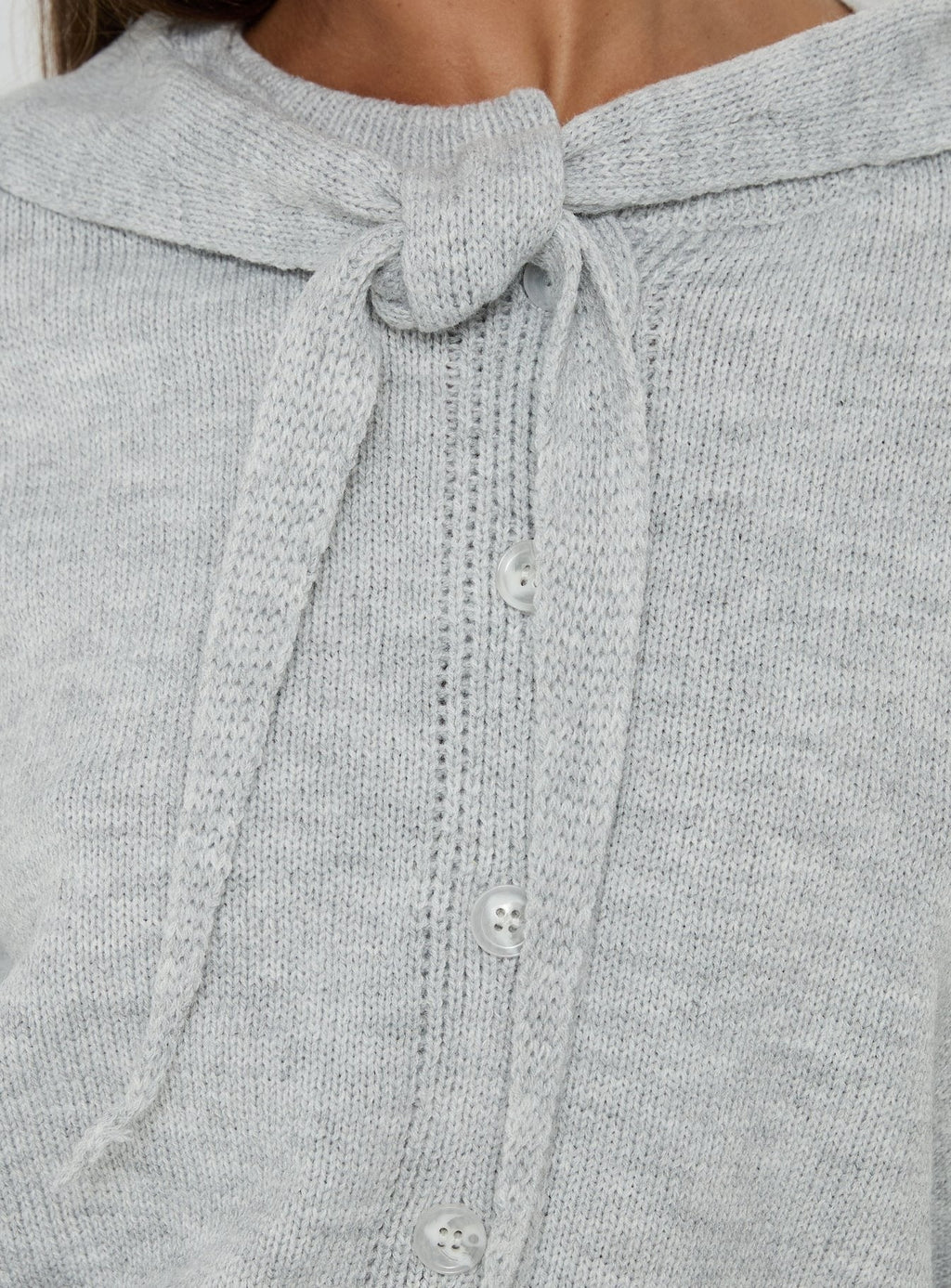 Pippy Scarf Tie Sweater Light Grey