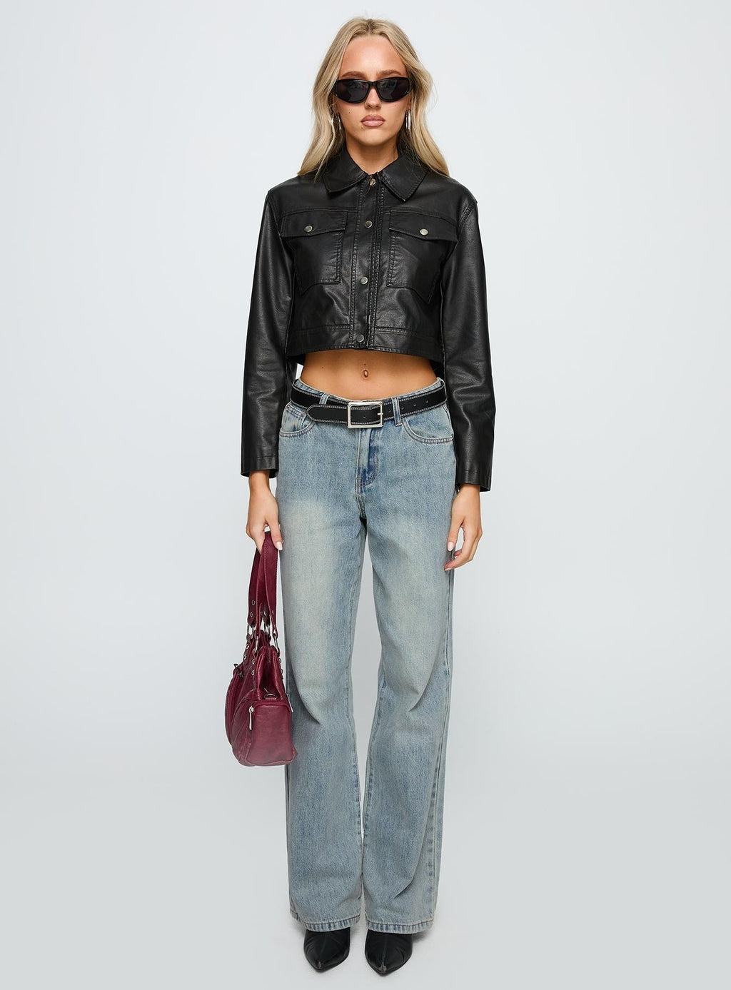 Chosen Ones Cropped Faux Leather Jacket Black