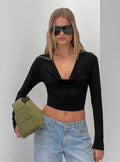 Sirius Cowl Neck Long Sleeve Top Black