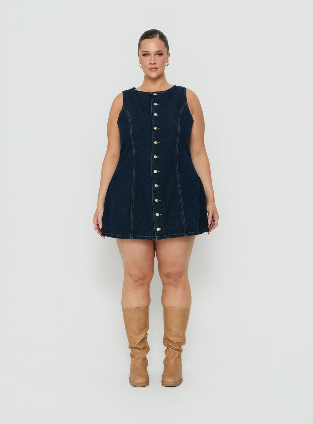 Yumiko Denim Romper Raw Denim Curve