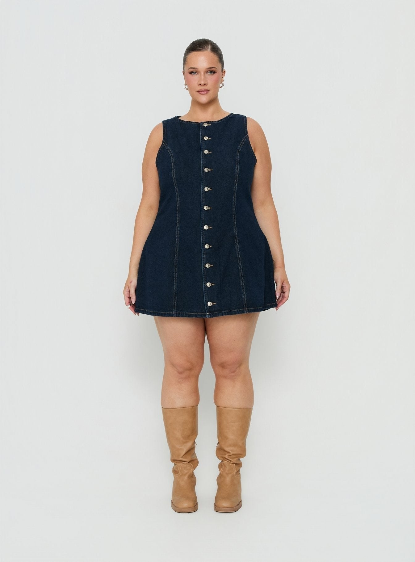 Yumiko Denim Romper Raw Denim Curve