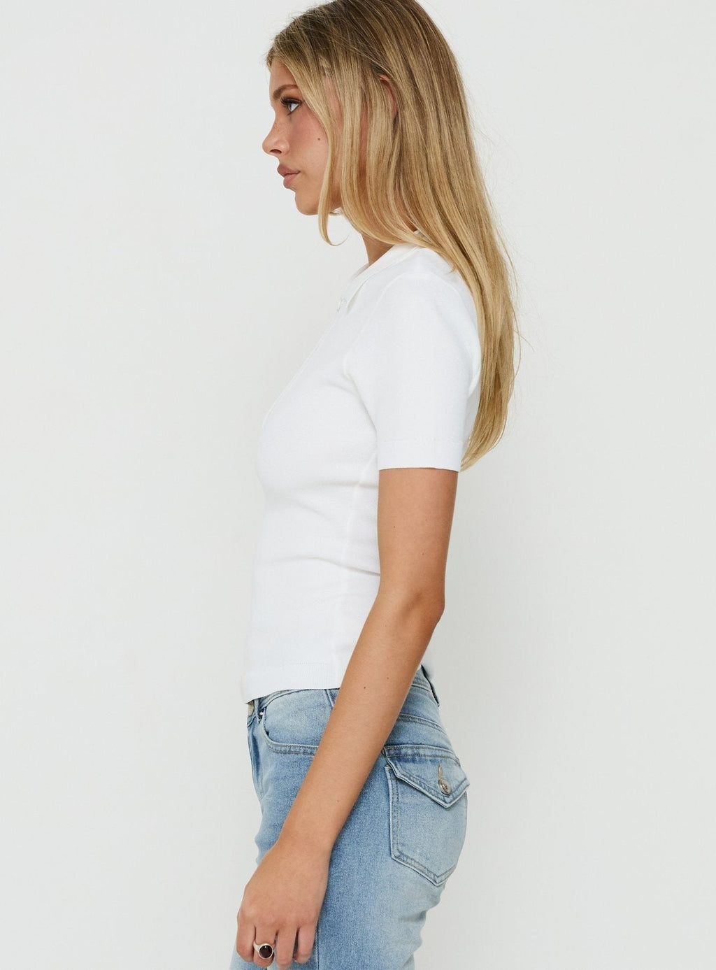 Happened One Night Keyhole Blouse Top White