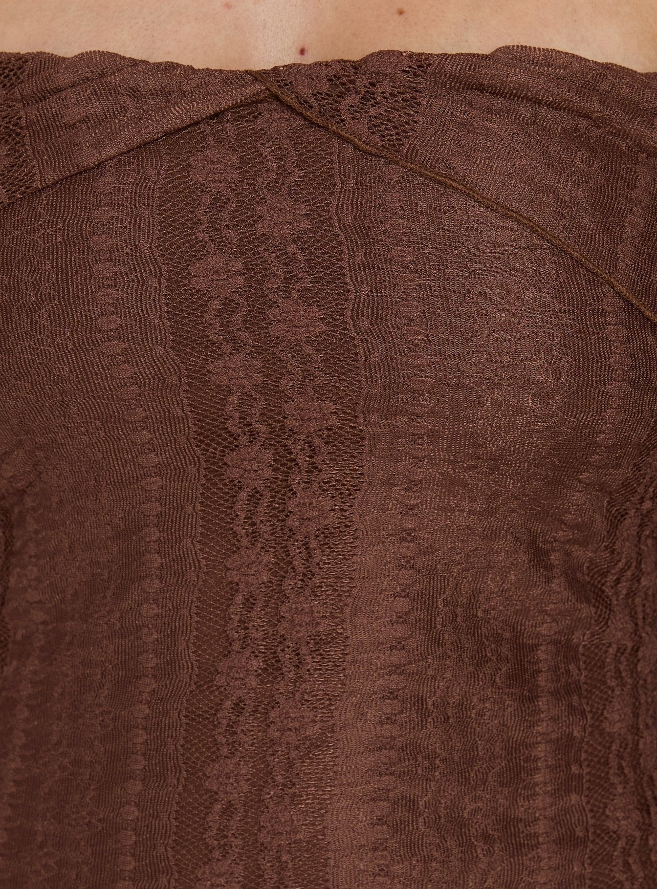 Perdita Long Sleeve Lace Maxi Dress Chocolate