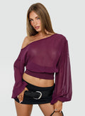 Idalina Slouchy Chiffon Blouse Plum
