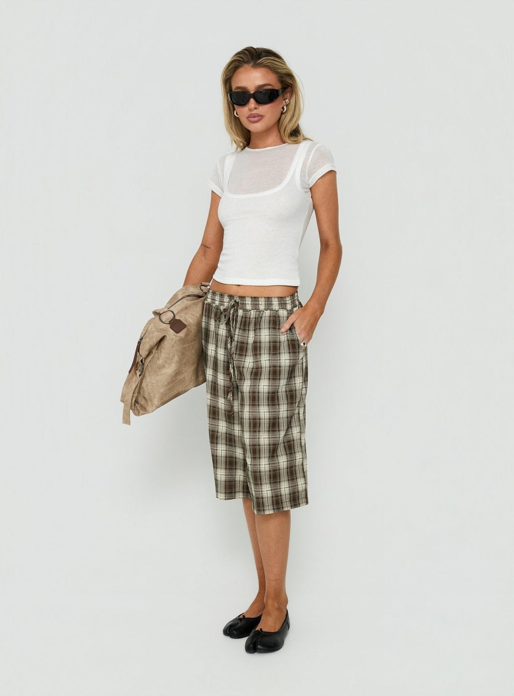 Tucka Long Line Baggy Shorts Multi Check